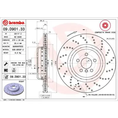 Disco de freno BREMBO 09.D901.33 Oferta Especial